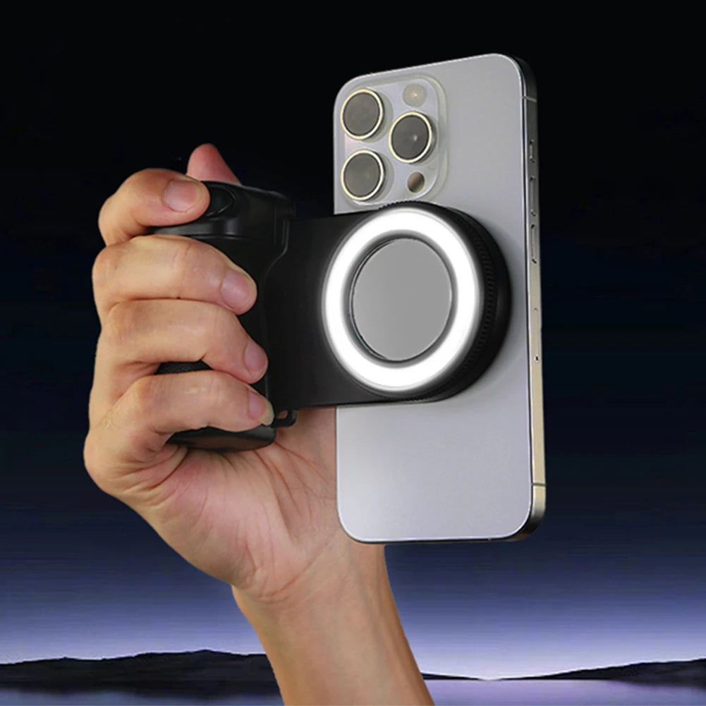 Magsafe Bluetooth-Compatible Camera Shutter Grip with Fill Light and Reflective Mirror for iPhone and Android Smartphones