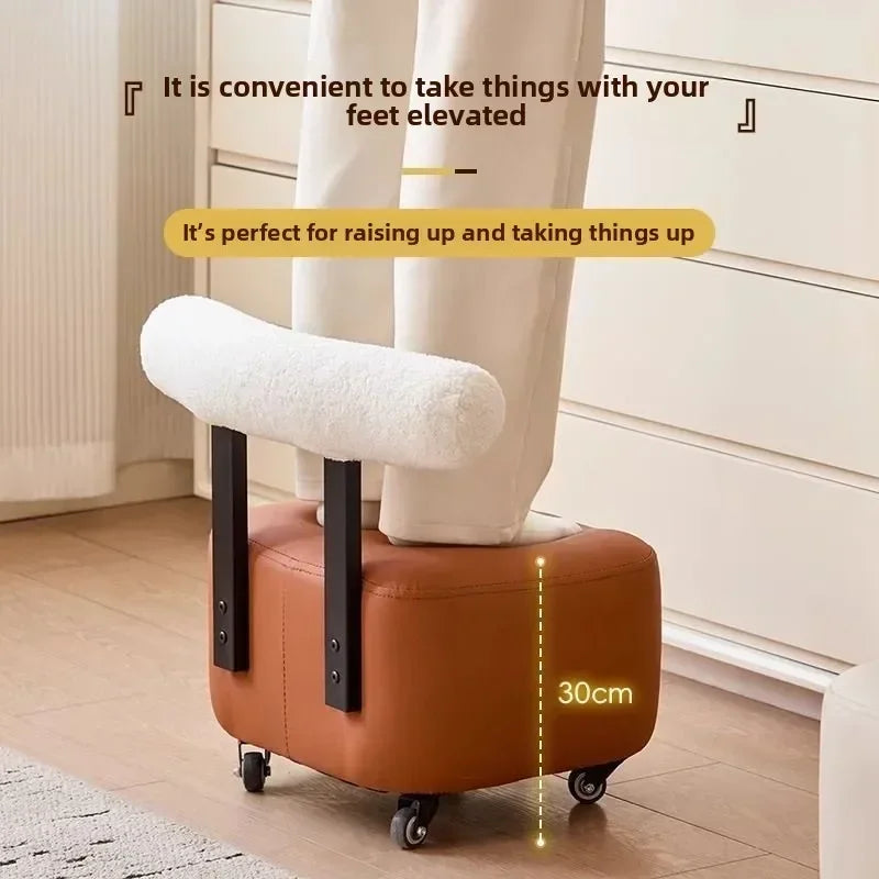 Household yo-stool simple shoe changing stool, backrest sofa pulley stool, universal wheel rotating creative low stool