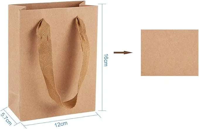10 Pack Kraft Paper Shopping Bags 7 x 8.6 x 4.3" Paper Bags with Handles Gift Bags Party Bags Retail Handle Bags