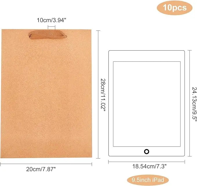 10 Pack Kraft Paper Shopping Bags 7 x 8.6 x 4.3" Paper Bags with Handles Gift Bags Party Bags Retail Handle Bags