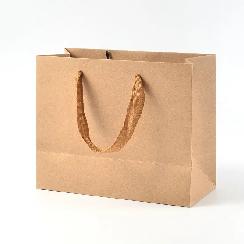 10 Pack Kraft Paper Shopping Bags 7 x 8.6 x 4.3" Paper Bags with Handles Gift Bags Party Bags Retail Handle Bags