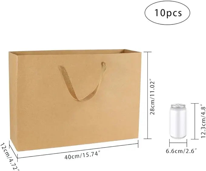 10 Pack Kraft Paper Shopping Bags 7 x 8.6 x 4.3" Paper Bags with Handles Gift Bags Party Bags Retail Handle Bags