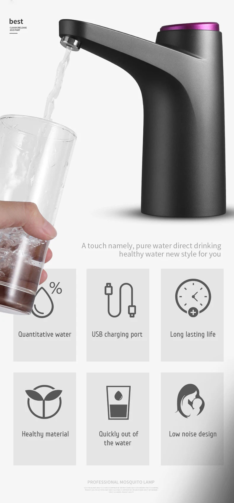 Automatic Electric Water Dispenser Smart Water Pump Water Mini Barreled Water Electric Pump Bottle Switch Treatment Appliances