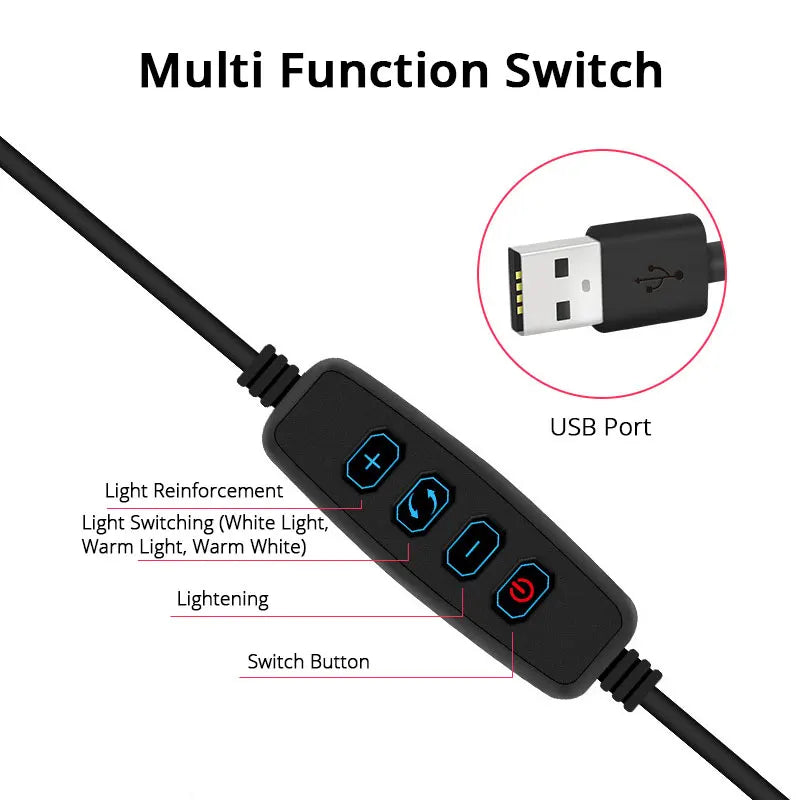 6.3 Inch LED Ring Lights Round Lamp Selfie Live Streaming USB Desktop Clip for Youtube Macbook PC Laptop Computer Tiktok Stream