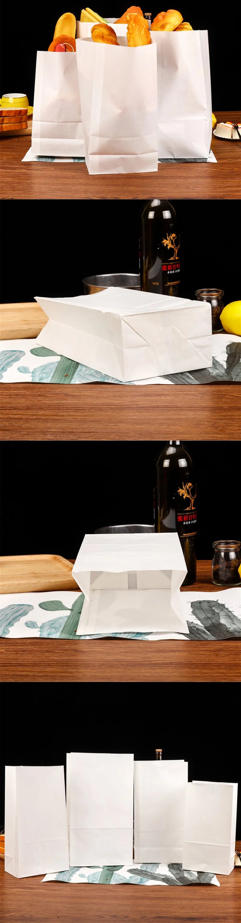 50/100pcs Brown kraft paper bags Standing paper bags Bread snack bags Holiday gift bags Food packaging bags can be wholesale