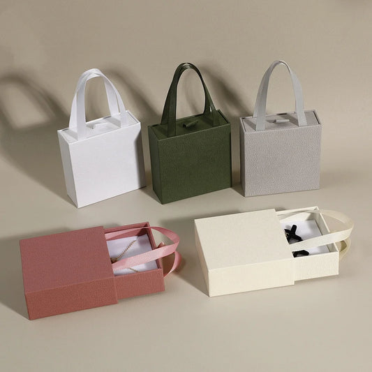 Portable Jewelry Packaging Box Earrings Necklace Ring Pendant Storage Organizer Case Wedding Gift Box Paper Drawer Jewelry Box