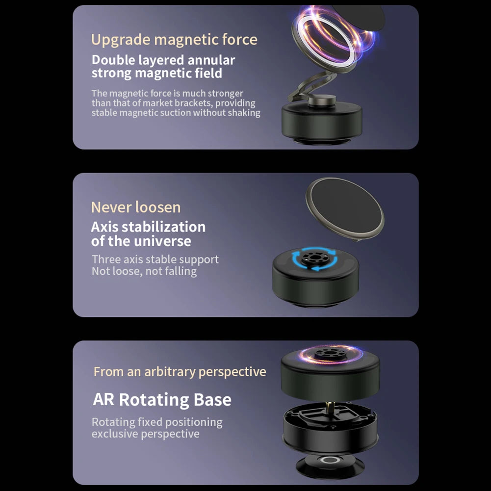 For Magsafe Mobile Phone Holder 360° Rotatable Folding Magnetic Vacuum Adsorption Suction Cup Bracket for IPhone/Samsung/Xiaomi