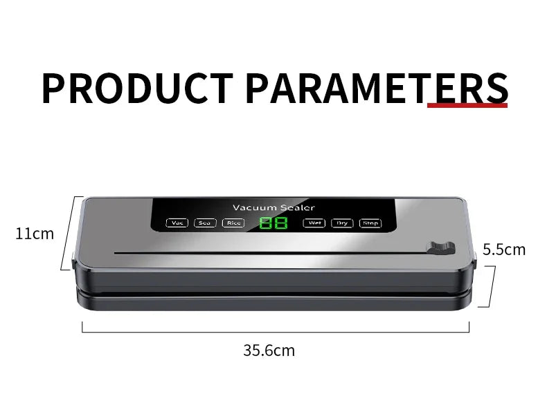 Food Vacuum Sealer Machine Dry Wet Food Vacuum Packaging Machine with UV Kitchen Food Storage Sealing Machine Built-in Cutter