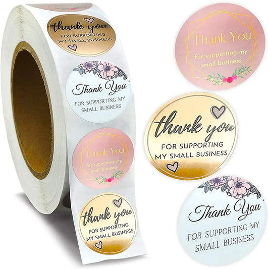 500pcs Thank You For Supporting My Small Business Floral Sticker Gift Packaging Seal Label Scrapbooking Stationery Sticker