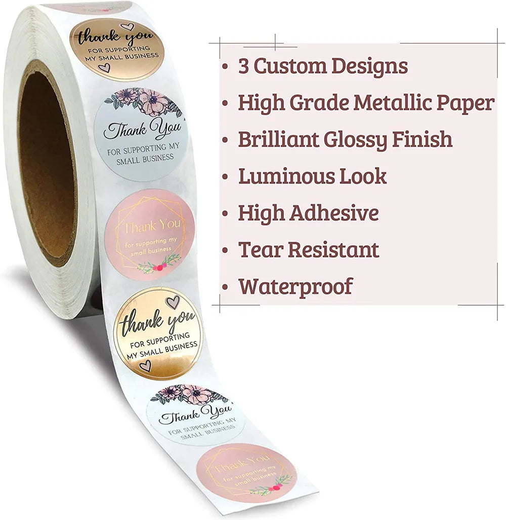 500pcs Thank You For Supporting My Small Business Floral Sticker Gift Packaging Seal Label Scrapbooking Stationery Sticker