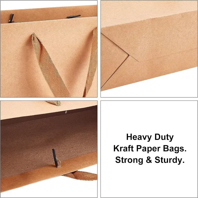 10 Pack Kraft Paper Shopping Bags 7 x 8.6 x 4.3" Paper Bags with Handles Gift Bags Party Bags Retail Handle Bags
