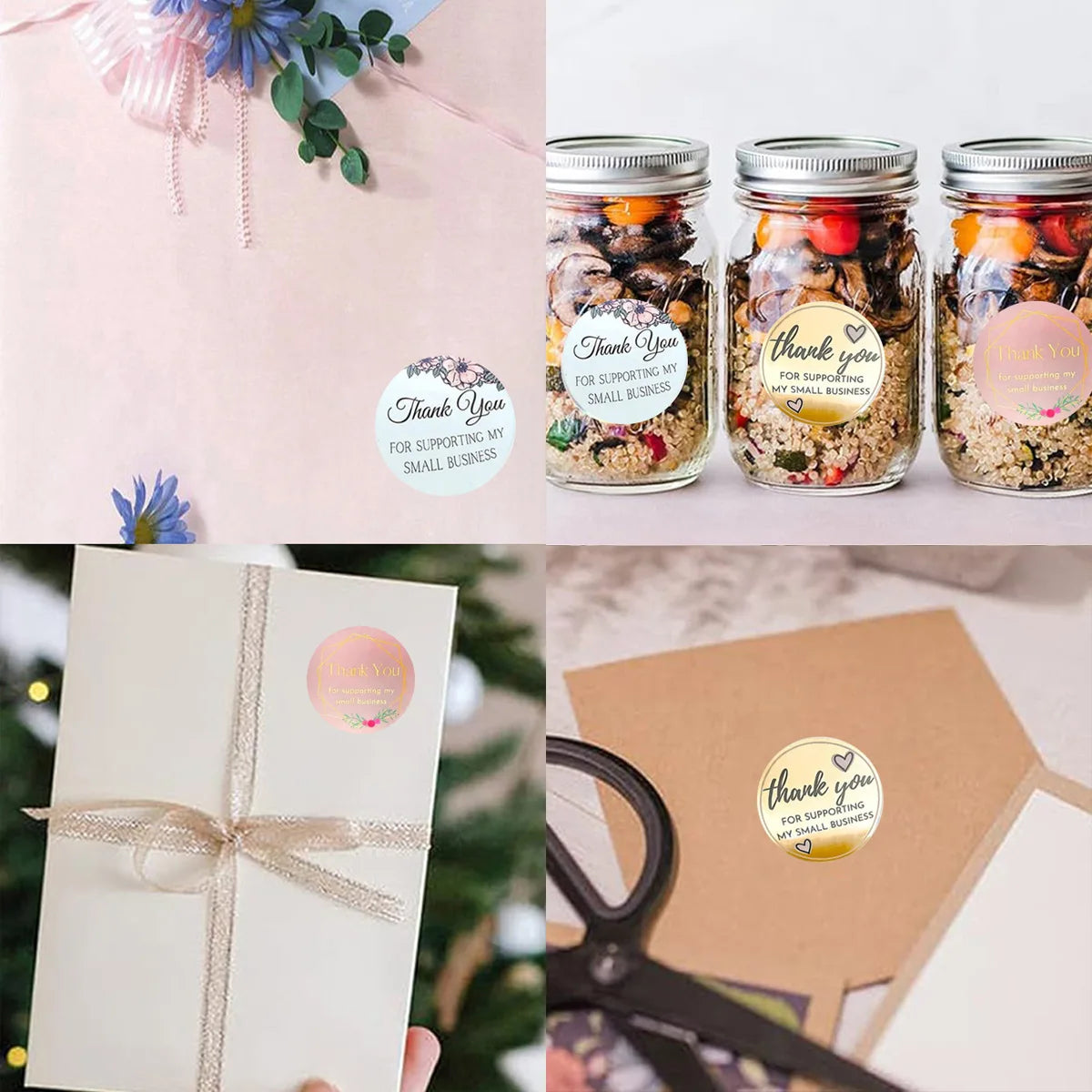500pcs Thank You For Supporting My Small Business Floral Sticker Gift Packaging Seal Label Scrapbooking Stationery Sticker