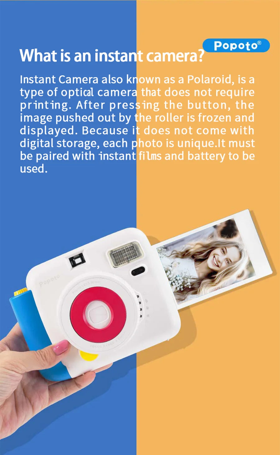 Mini Camera Instant Print Outdoor Portable Automatic Exposure Easy Use Children Birthday Gifts Suitable for Beginners Camera