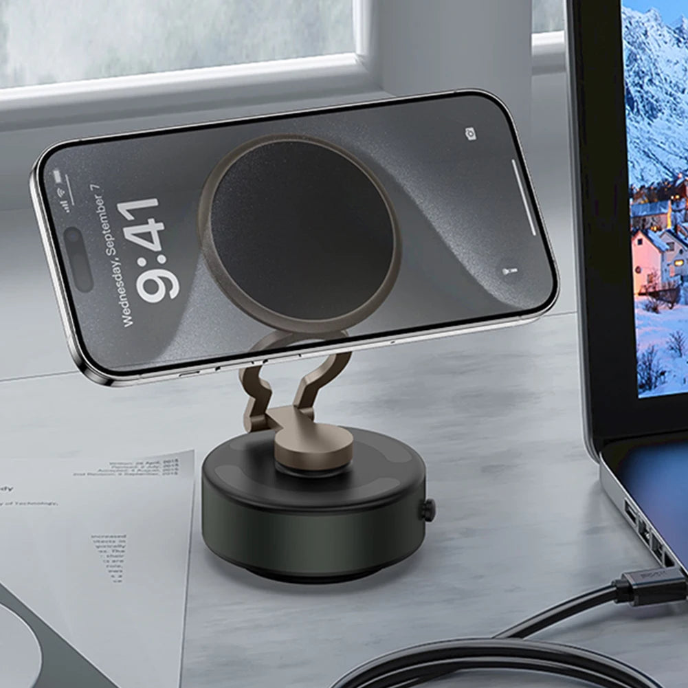 For Magsafe Mobile Phone Holder 360° Rotatable Folding Magnetic Vacuum Adsorption Suction Cup Bracket for IPhone/Samsung/Xiaomi