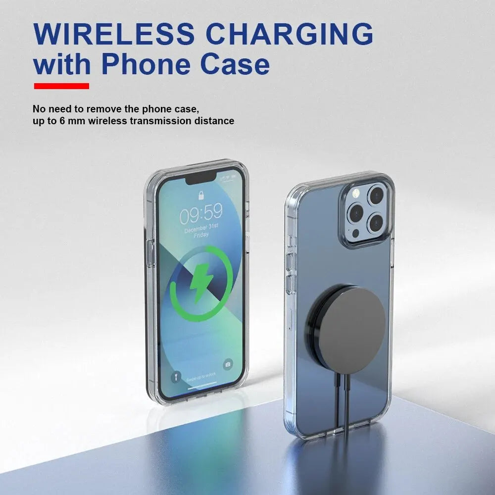 Wireless Charger 15W Compact And Convenient Black For Iphone 15/14/13/12/11/Pro/Max/Se 2020/Xs/Xr/X/8 Plus