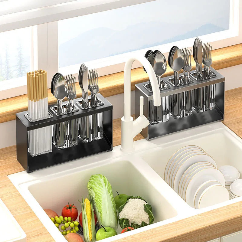 Kitchen Cutlery Storage Racks Drain Tableware Holder Chopstick Spoon Fork Storage Box Rack Chopsticks Cage Save Space Simple