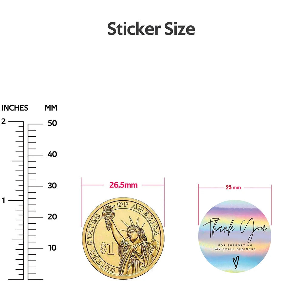 50-500pcs Rainbow Laser Thank You Stickers for Small Business Stickers Adhesive Labels for Boutiques Wrapping Supplies