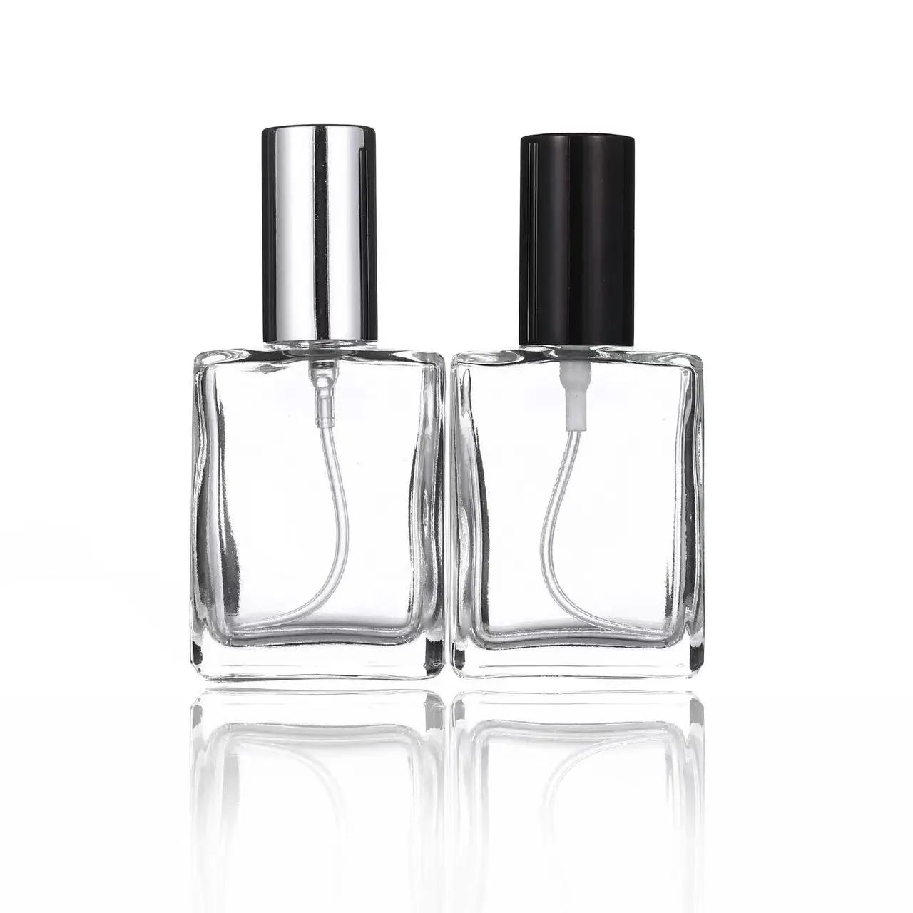 1X 3X Glass Perfume Spray Bottle 15ml 30ml 50ml 100ml Essential Oils Perfume Refill Bottle Atomizer Refillable Flat Clear Jar