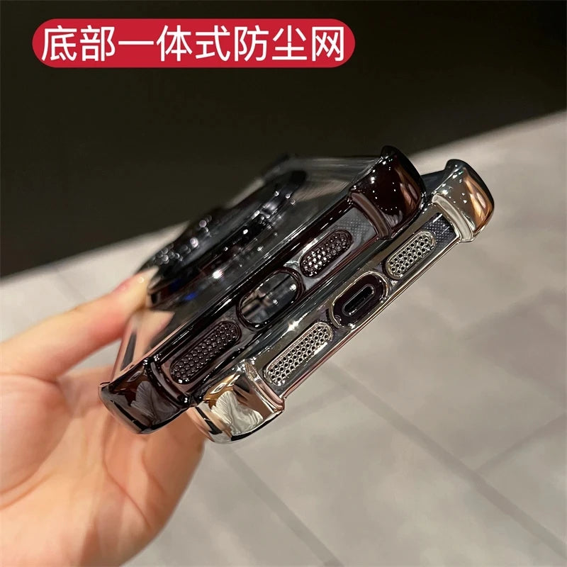Wireless Charging Magsafe Ring Bracket Case For iPhone 11 12 13 14 15 16 Pro Max Plus X XR XS Transparent Magnetic Bumper Cover