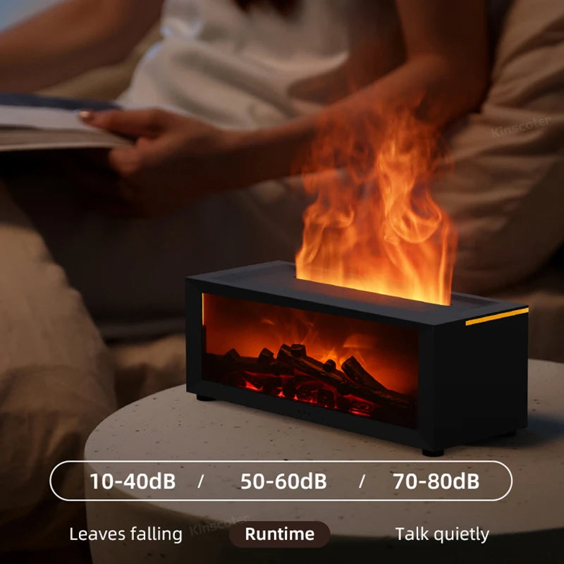 Simulated Fireplace Diffuser Aroma  Essential Oil Air Humidifier with Timer Remote & Colorful Night Light for Home Creative Gift