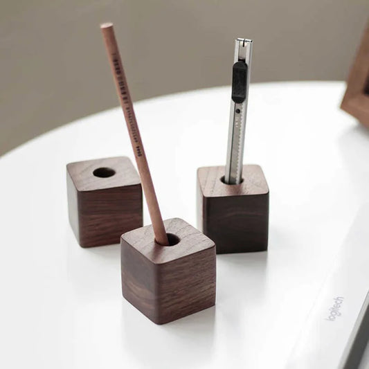 Creative Wooden Pen Holder Office Desktop Storage Ornaments Minimalist Furnishings Office Supplies Multifunction Storage Box